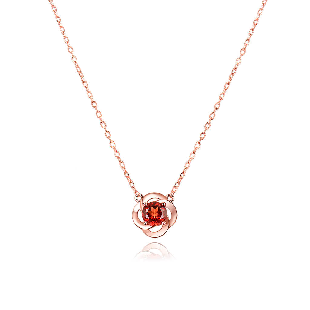 Lamorvita_Garnet_Rose_RoseGoldSilverNecklace_WhiteBackground