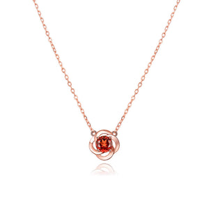Lamorvita_Garnet_Rose_RoseGoldSilverNecklace_WhiteBackground