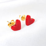 Lamorvita_LabCreatedRedCoral_Heart_SilverStudEarring_LeftScene