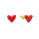 Lamorvita_LabCreatedRedCoral_Heart_SilverStudEarring_WhiteBackground