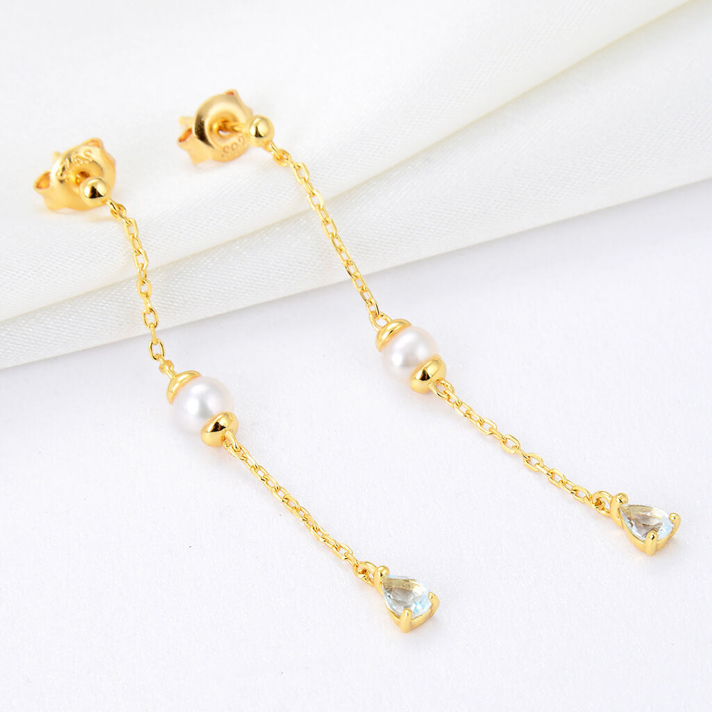 Lamorvita_PearlBlueTopaz_ThreadDangle_SilverStudEarrings_LeftScene