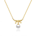Lamorvita_Pearl_Bow_SilverNecklace_WhiteBackground