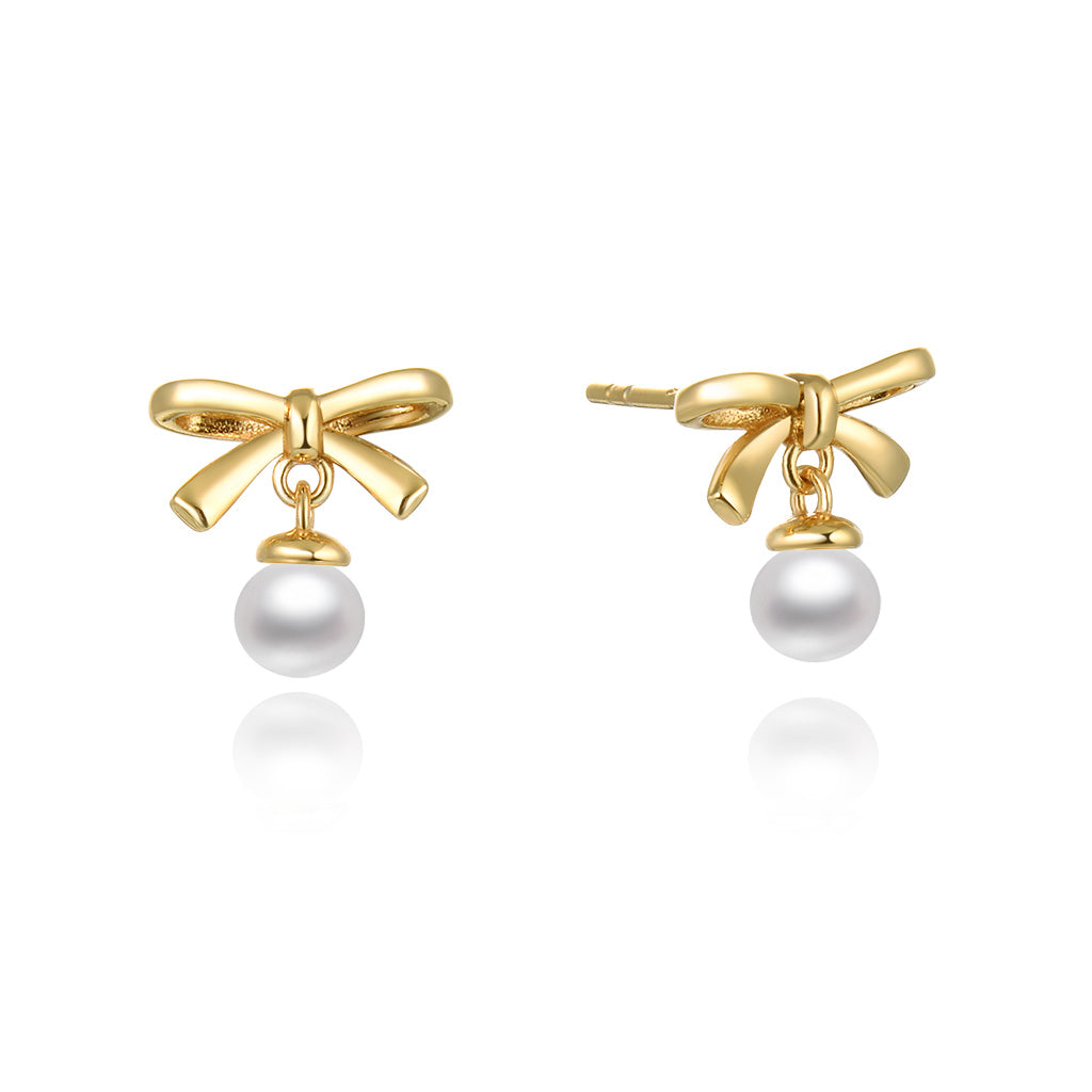 Lamorvita_Pearl_Bow_SilverStudEarrings_WhiteBackground