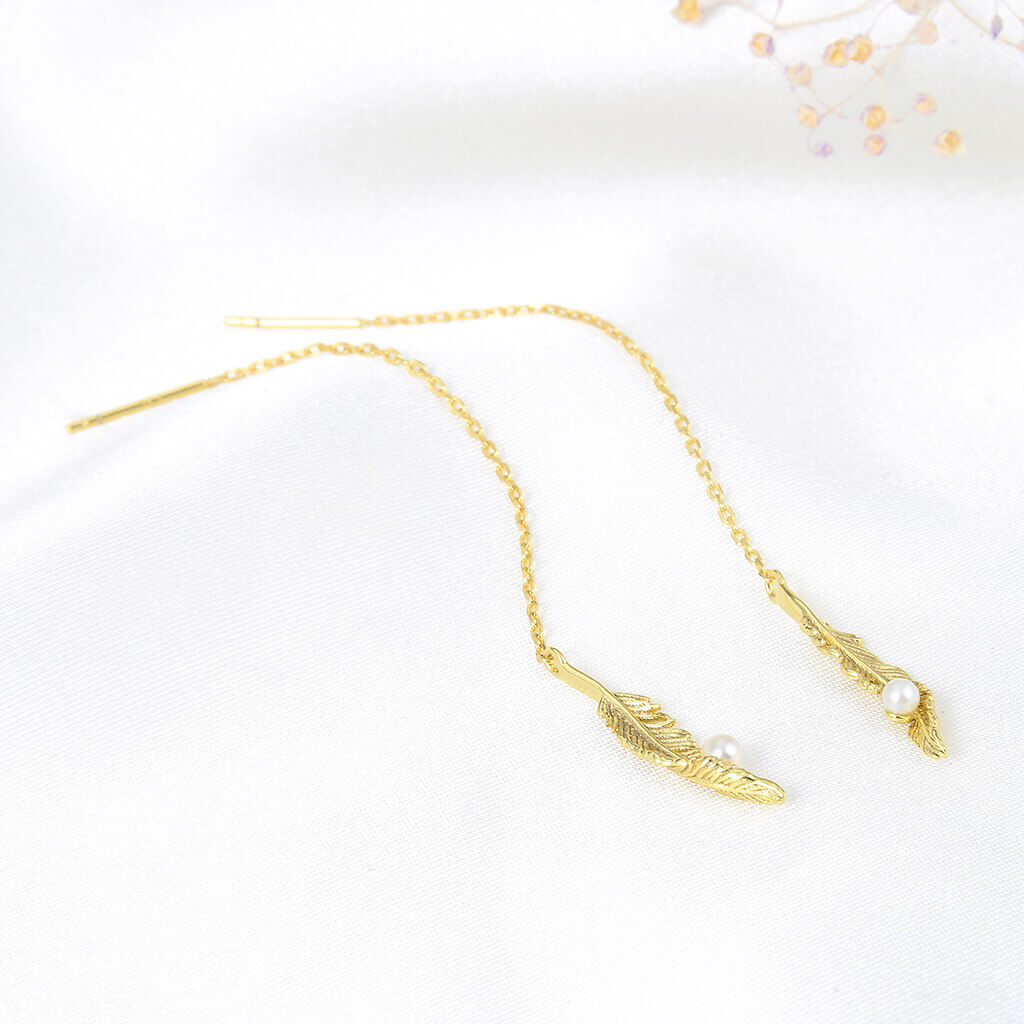 Lamorvita_Pearl_Feather_SilverThreadEarrings_LeftScene
